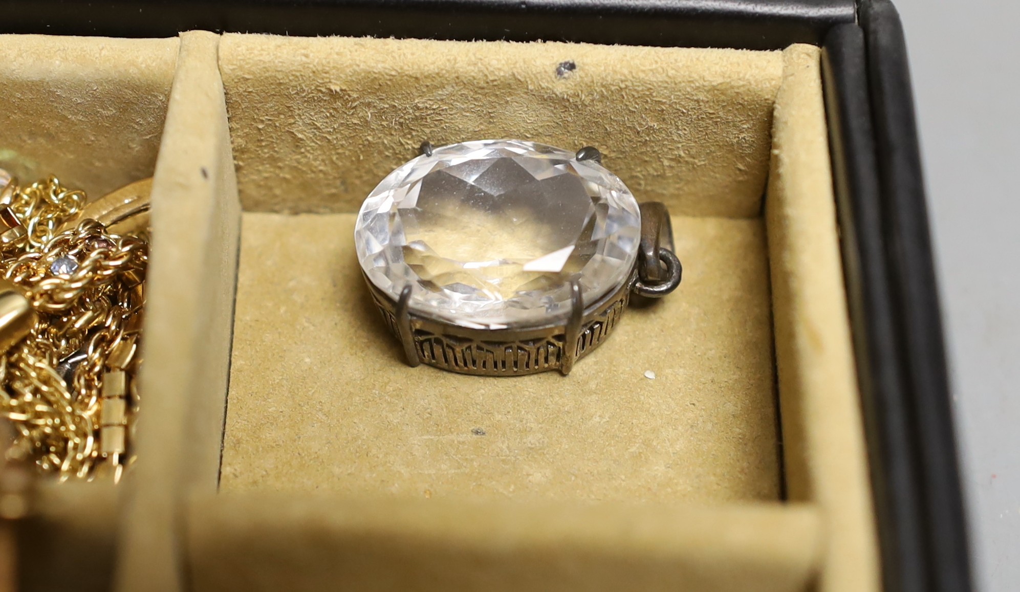 Mixed costume jewellery and a lady's 9ct gold wrist watch(a.f.).